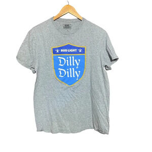 Bud Light Unisex Dilly Dilly‎ Blue Gray Graphic T Shirt Size Large
